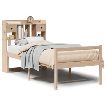 Bookcase Bed 75x190 cm - Solid Pine Wood Small Single Bed