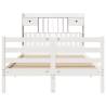 Bookcase Bed without Mattress - Solid Pine, White, Double 135x190 cm