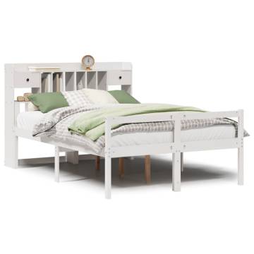 Bookcase Bed without Mattress - King Size White Solid Pine