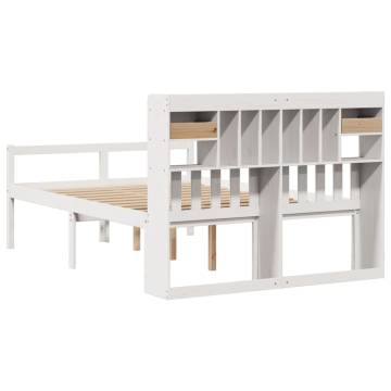 Bookcase Bed without Mattress - King Size White Solid Pine