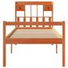 Bookcase Bed without Mattress - Wax Brown Solid Pine 90x190 cm