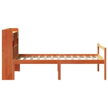 Bookcase Bed without Mattress - Wax Brown Solid Pine 90x190 cm