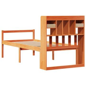 Bookcase Bed without Mattress - Wax Brown Solid Pine 90x190 cm