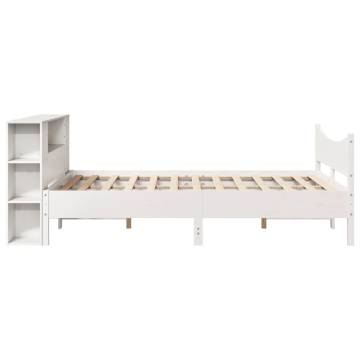 Elegant White Bed Frame 160x200 cm - Solid Pine Wood