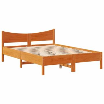 Solid Wood Bed Frame Without Mattress - Wax Brown - 120x190 cm