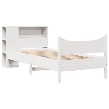 White Bed Frame without Mattress - Solid Pine 90x200 cm