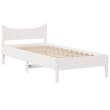 White Bed Frame without Mattress - Solid Pine 90x200 cm