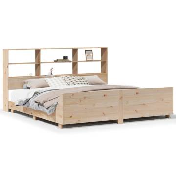 Solid Pine Bed Frame 200x200 cm - Space-Saving Design