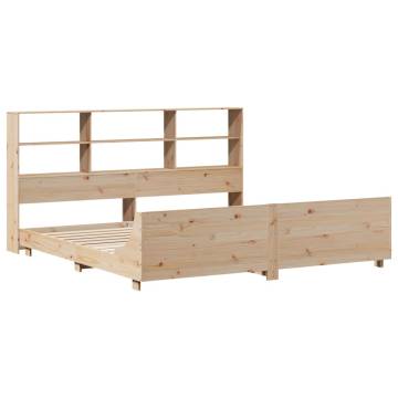 Solid Pine Bed Frame 200x200 cm - Space-Saving Design