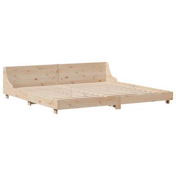 Solid Pine Bed Frame 200x200 cm - Space-Saving Design