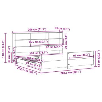 Solid Pine Bed Frame 200x200 cm - Space-Saving Design