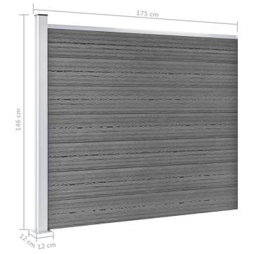 WPC Fence Panel Set 872x146 cm Grey - Durable Garden Barrier