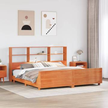 Solid Wood Pine Bed Frame Wax Brown 180x200 cm Super King