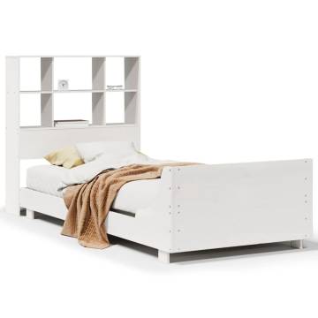 White Bed Frame 100x200 cm - Solid Pinewood & Space-Saving Design