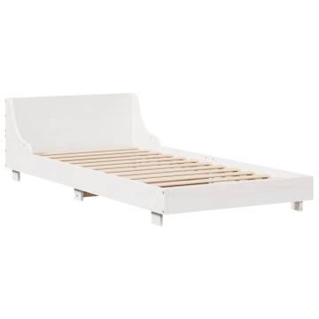 White Bed Frame 100x200 cm - Solid Pinewood & Space-Saving Design