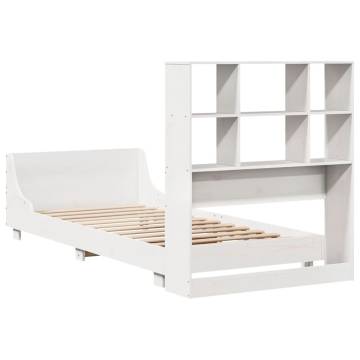 White Bed Frame 100x200 cm - Solid Pinewood & Space-Saving Design