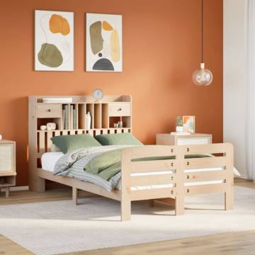 Bookcase Bed 120x200 cm - Solid Pine Wood | Hipo Market