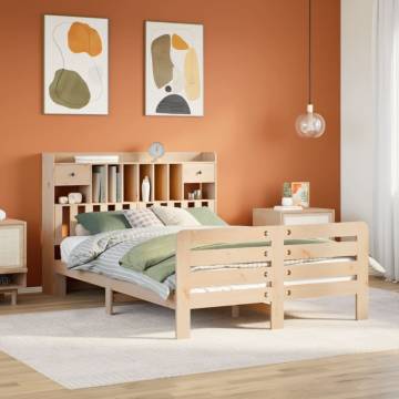 Bookcase Bed King Size 150x200 cm - Solid Pinewood Frame