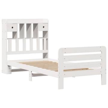 White Bookcase Bed 75x190 cm - Small Single Solid Pine