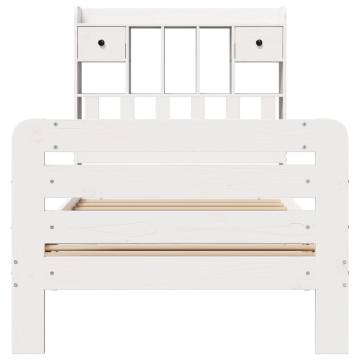 White Bookcase Bed 75x190 cm - Small Single Solid Pine