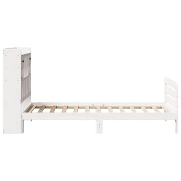 White Bookcase Bed 75x190 cm - Small Single Solid Pine