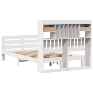 Bookcase Bed Without Mattress - White, 120x190 cm Small Double