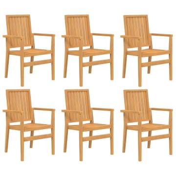 Stackable Garden Chairs - 6 pcs Solid Teak Wood | HipoMarket