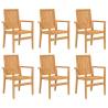 Stackable Garden Chairs - 6 pcs Solid Teak Wood | HipoMarket