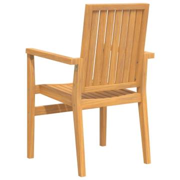 Stackable Garden Chairs - 6 pcs Solid Teak Wood | HipoMarket