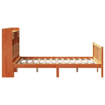 Bookcase Bed Without Mattress - Wax Brown Solid Wood 135x190 cm