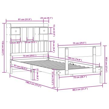 Bookcase Bed without Mattress - White 75x190 cm | HipoMarket