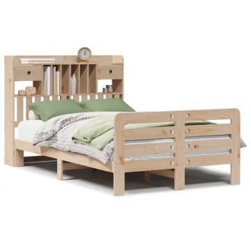 Bookcase Bed without Mattress - Solid Wood Pine 135x190 cm