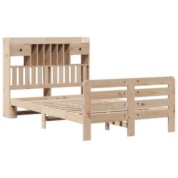 Bookcase Bed without Mattress - Solid Wood Pine 135x190 cm