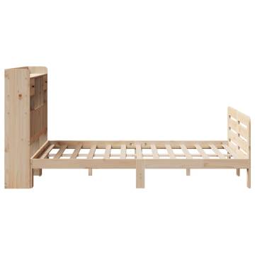 Bookcase Bed without Mattress - Solid Wood Pine 135x190 cm