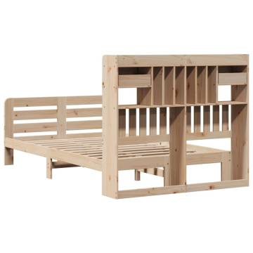 Bookcase Bed without Mattress - Solid Wood Pine 135x190 cm