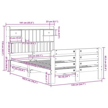 Bookcase Bed without Mattress - Solid Wood Pine 135x190 cm