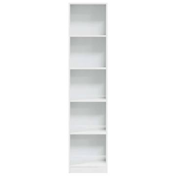 High Gloss White Bookcase - 40x24x176 cm Engineered Wood