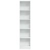 High Gloss White Bookcase - 40x24x176 cm Engineered Wood