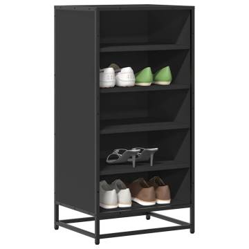 Elegant Black Shoe Rack | 48x38x97.5 cm Engineered Wood