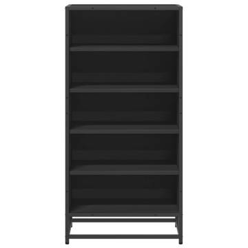 Elegant Black Shoe Rack | 48x38x97.5 cm Engineered Wood