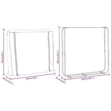 Durable Firewood Rack with Rain Cover - 150x25x150 cm