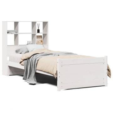 Bookcase Bed without Mattress - White Solid Pine 75x190cm