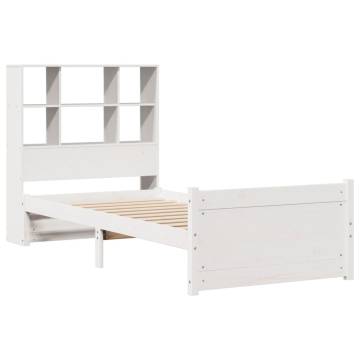 Bookcase Bed without Mattress - White Solid Pine 75x190cm