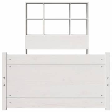 Bookcase Bed without Mattress - White Solid Pine 75x190cm