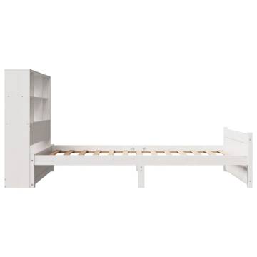 Bookcase Bed without Mattress - White Solid Pine 75x190cm