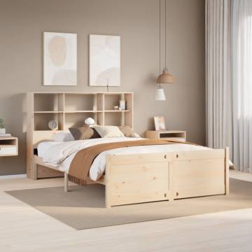 Bookcase Bed 135x190 cm Double - Solid Wood Pine | HipoMarket