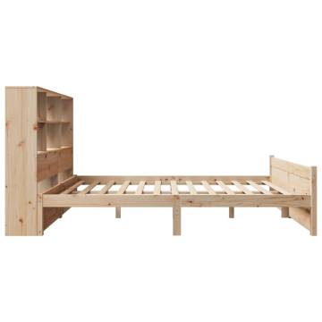 Bookcase Bed 135x190 cm Double - Solid Wood Pine | HipoMarket