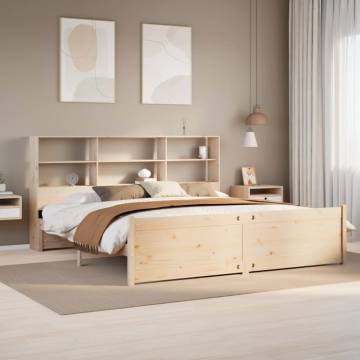 Bookcase Bed 180x200 cm Super King Solid Pine | HipoMarket