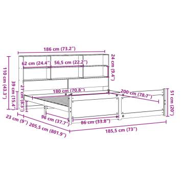 Bookcase Bed 180x200 cm Super King Solid Pine | HipoMarket