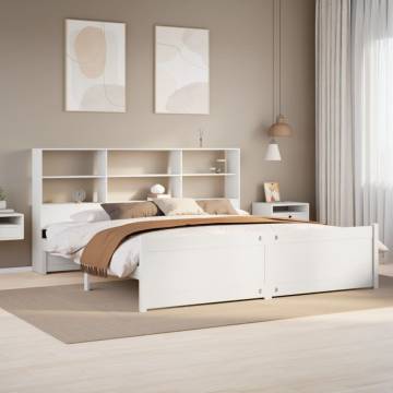 Bookcase Bed Without Mattress - White Solid Pine 200x200cm